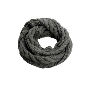 WOMEN’S THICK RIBBED KNIT WINTER INFINITY,TWIST CHARCOAL SCARF